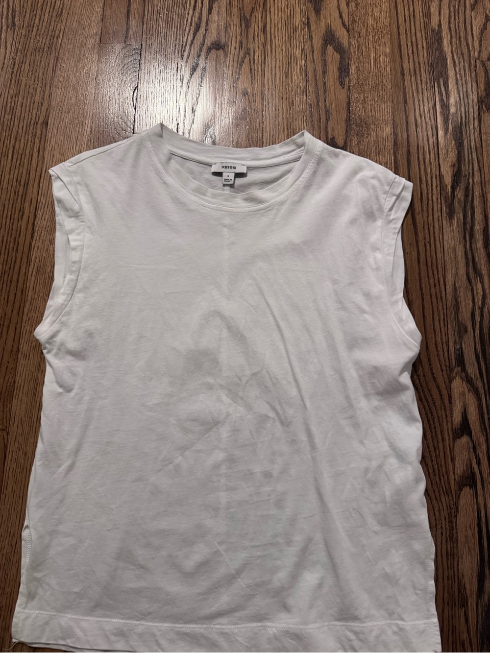 Reiss Classic White Crewneck Sleeveless Tank